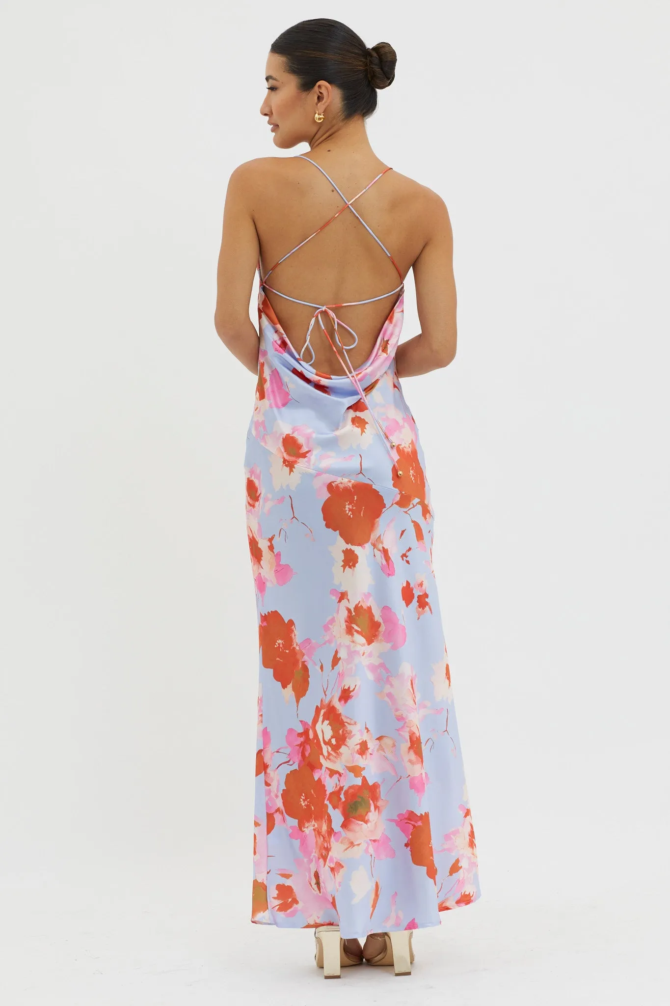 Dream Walk Cowl Back Tied Dress Print Pink sold by Selfie Leslie product image thumbnail 2