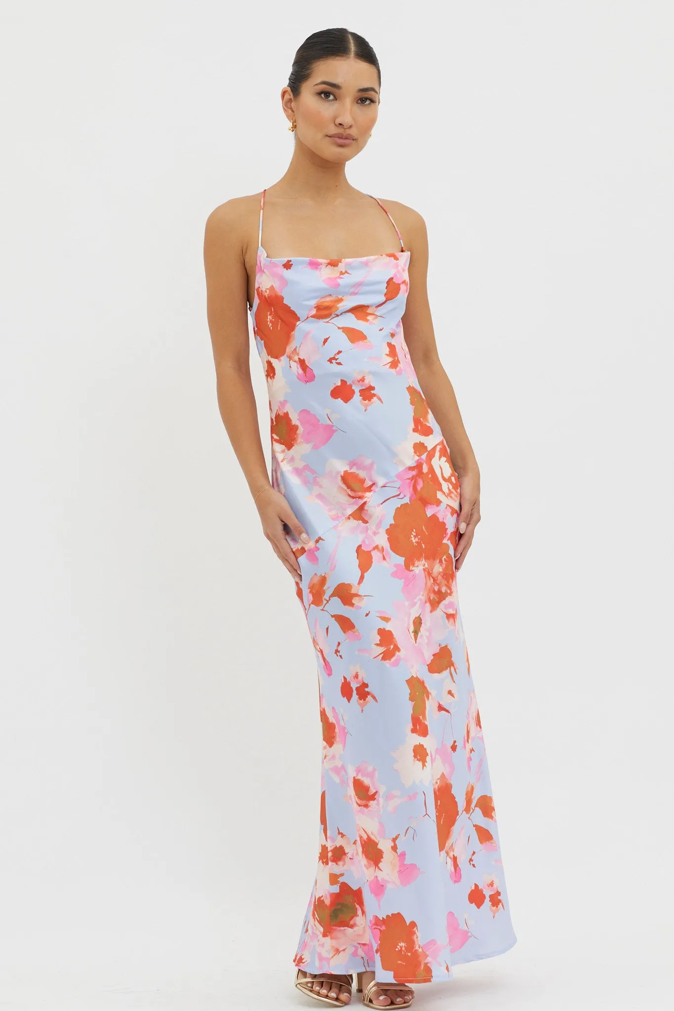 Dream Walk Cowl Back Tied Dress Print Pink sold by Selfie Leslie product image thumbnail 5