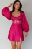 Trophy Long Sleeve Lace Bodice Mini Dress Plum sold by Selfie Leslie