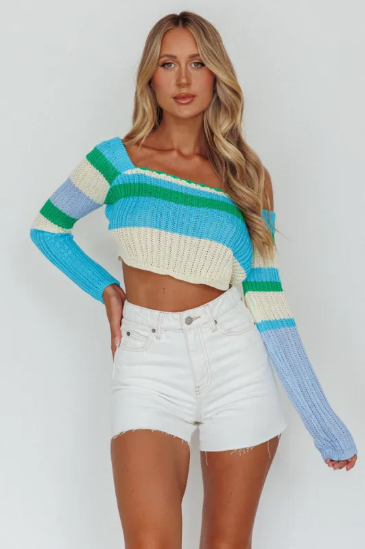Zandra Long Sleeve Knit Top Blue Multi sold by Selfie Leslie