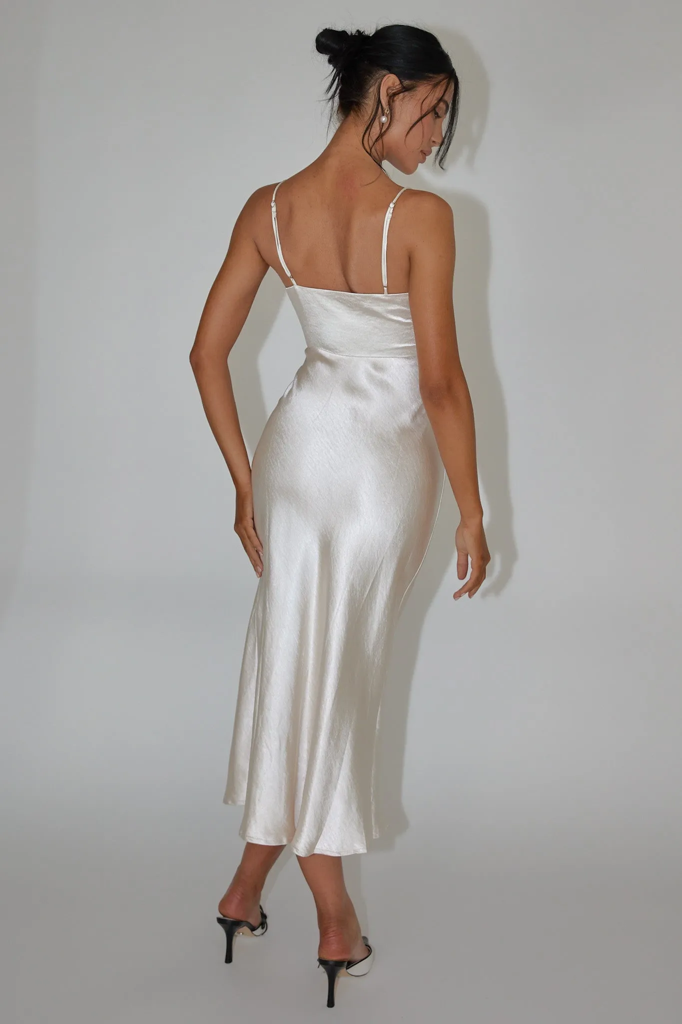 Date Night Drawstring Bust Midi Dress Champagne sold by Selfie Leslie product image thumbnail 2