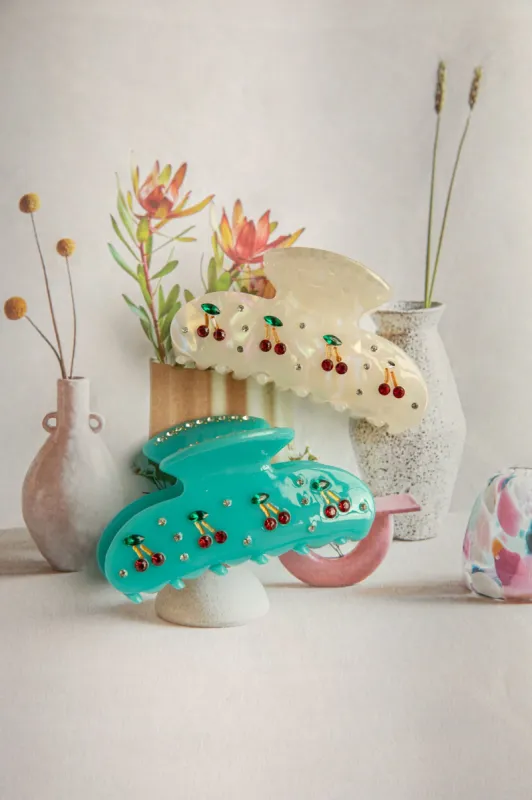 Cherry Pie Hair Clip Blue made by Selfie Leslie