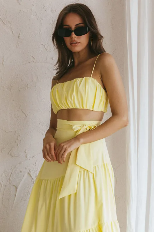 Bondi Gathered Crop Top Lemon sold by Selfie Leslie
