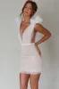Ludivine Shoulder Accent Mesh Mini Dress White sold by Selfie Leslie