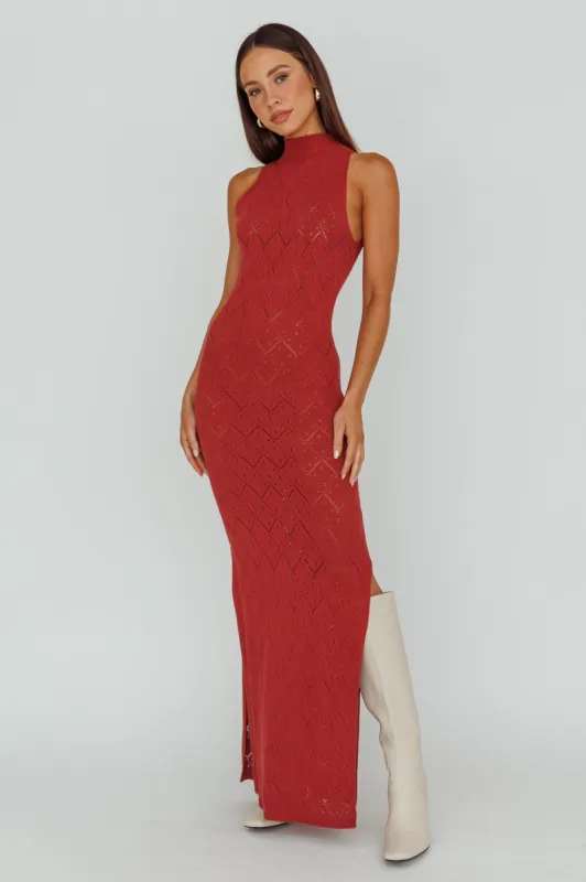 Elisa Sleeveless Crochet Maxi Dress Berry sold by Selfie Leslie