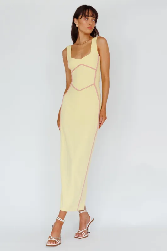 Shenae Piping Trim Maxi Dress Lemon sold by Selfie Leslie