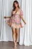 Rosy Tied Bust Mini Dress Floral Beige/Red sold by Selfie Leslie