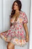 Rosy Tied Bust Mini Dress Floral Beige/Red sold by Selfie Leslie