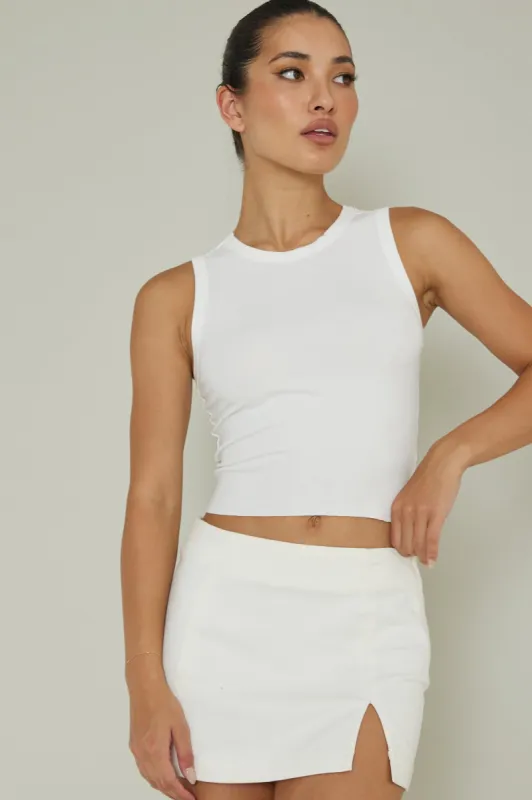 Mayra Crew Neck Crop Top White sold by Selfie Leslie