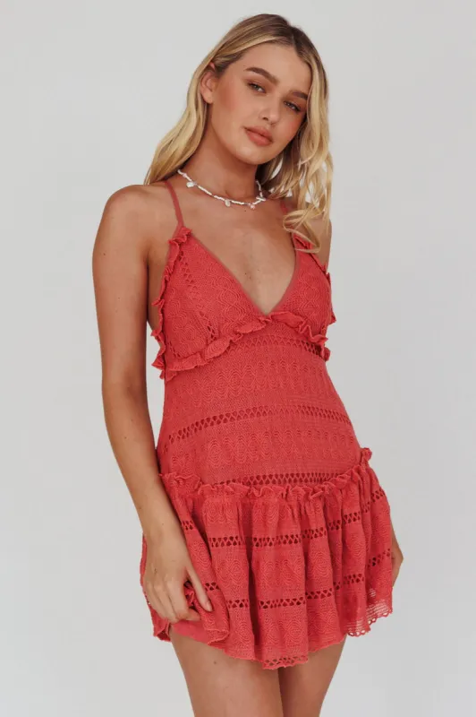 Laetitia Low Back Lace Mini Dress Rose sold by Selfie Leslie