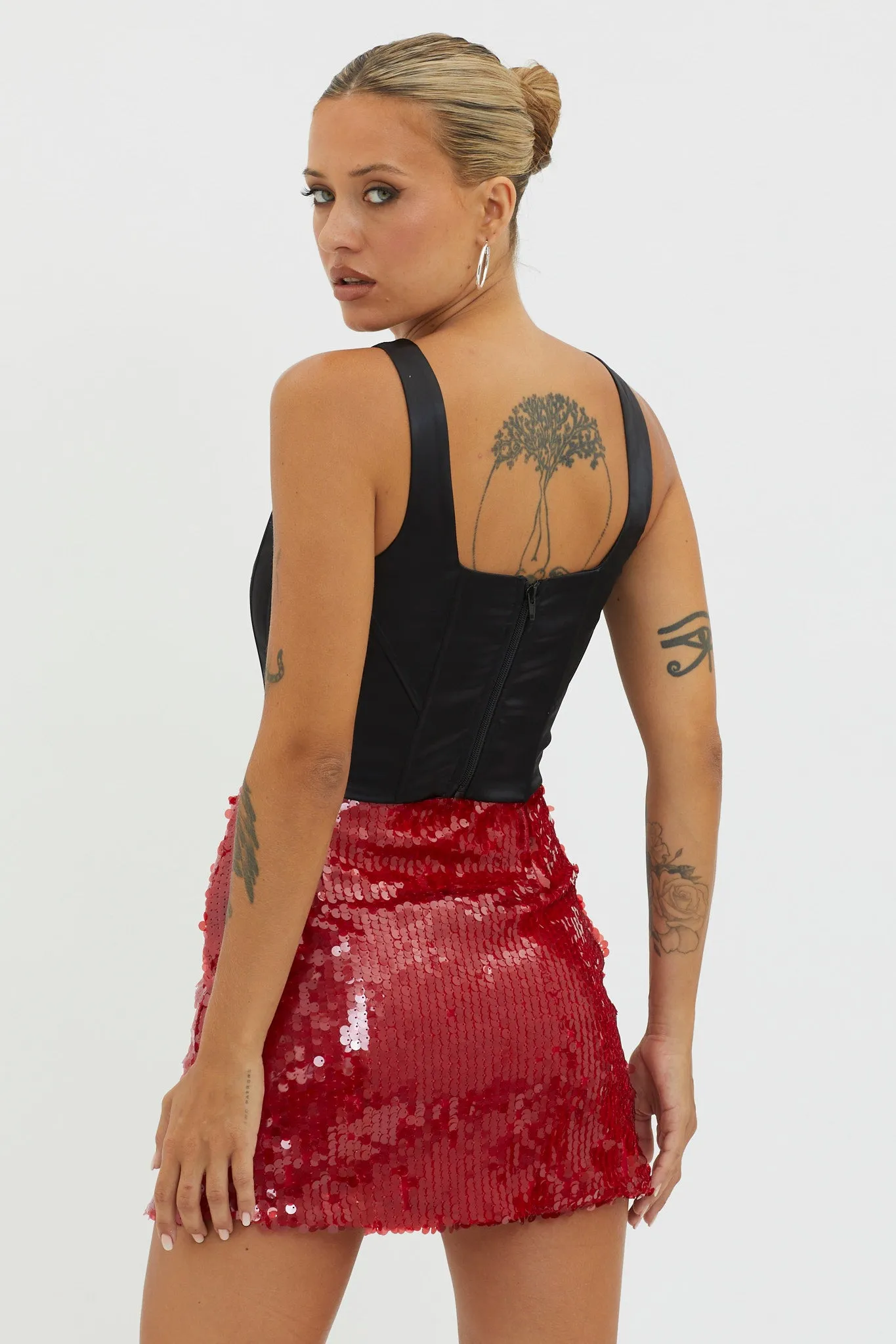 Intentions Sequin Mini Skirt Red sold by Selfie Leslie product image thumbnail 4