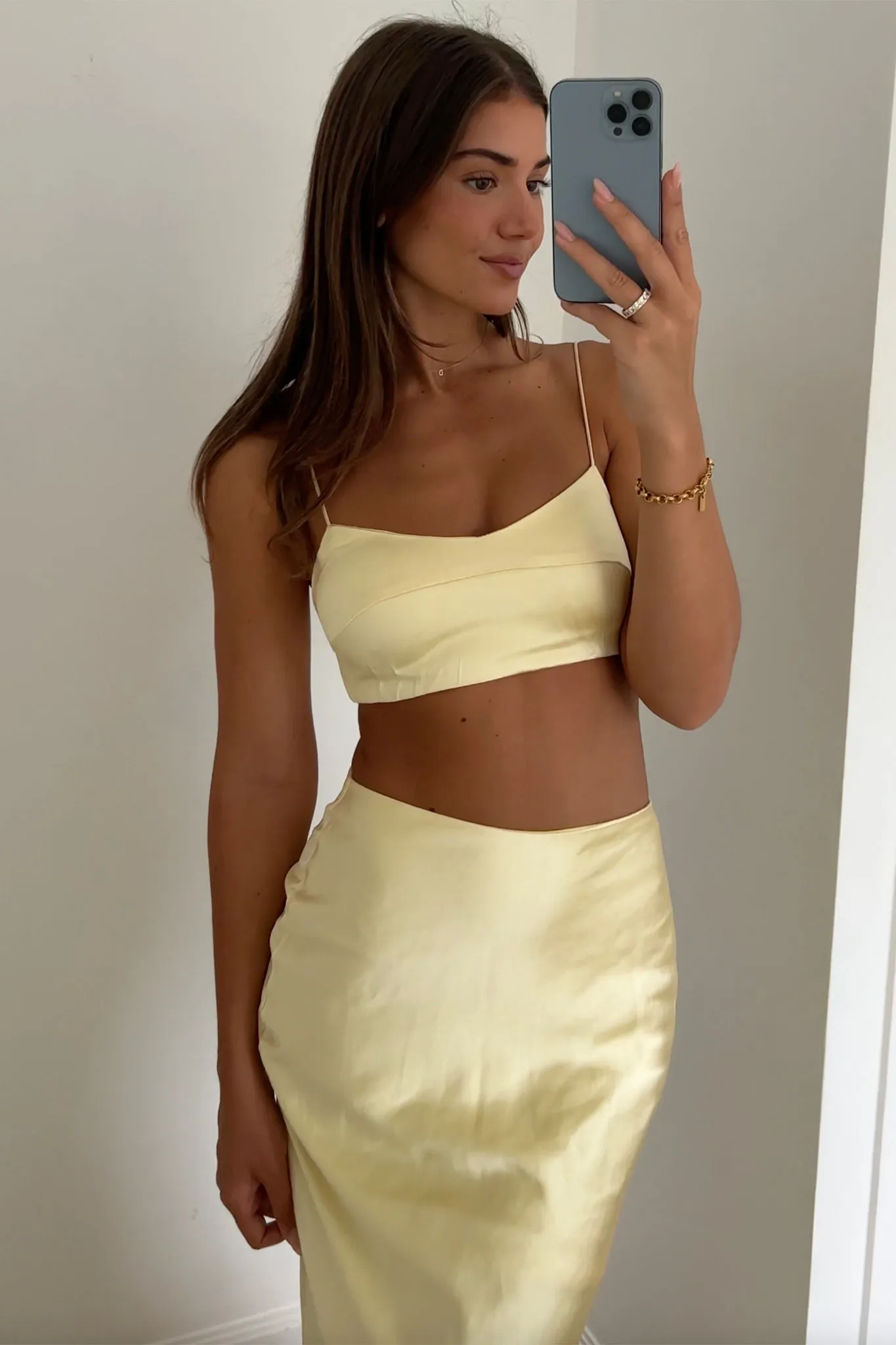 The Moment Satin Maxi Skirt Light Yellow sold by Selfie Leslie product image thumbnail 3