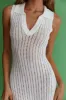 Palm Island Collared Crochet Midi Dress White sold by Selfie Leslie