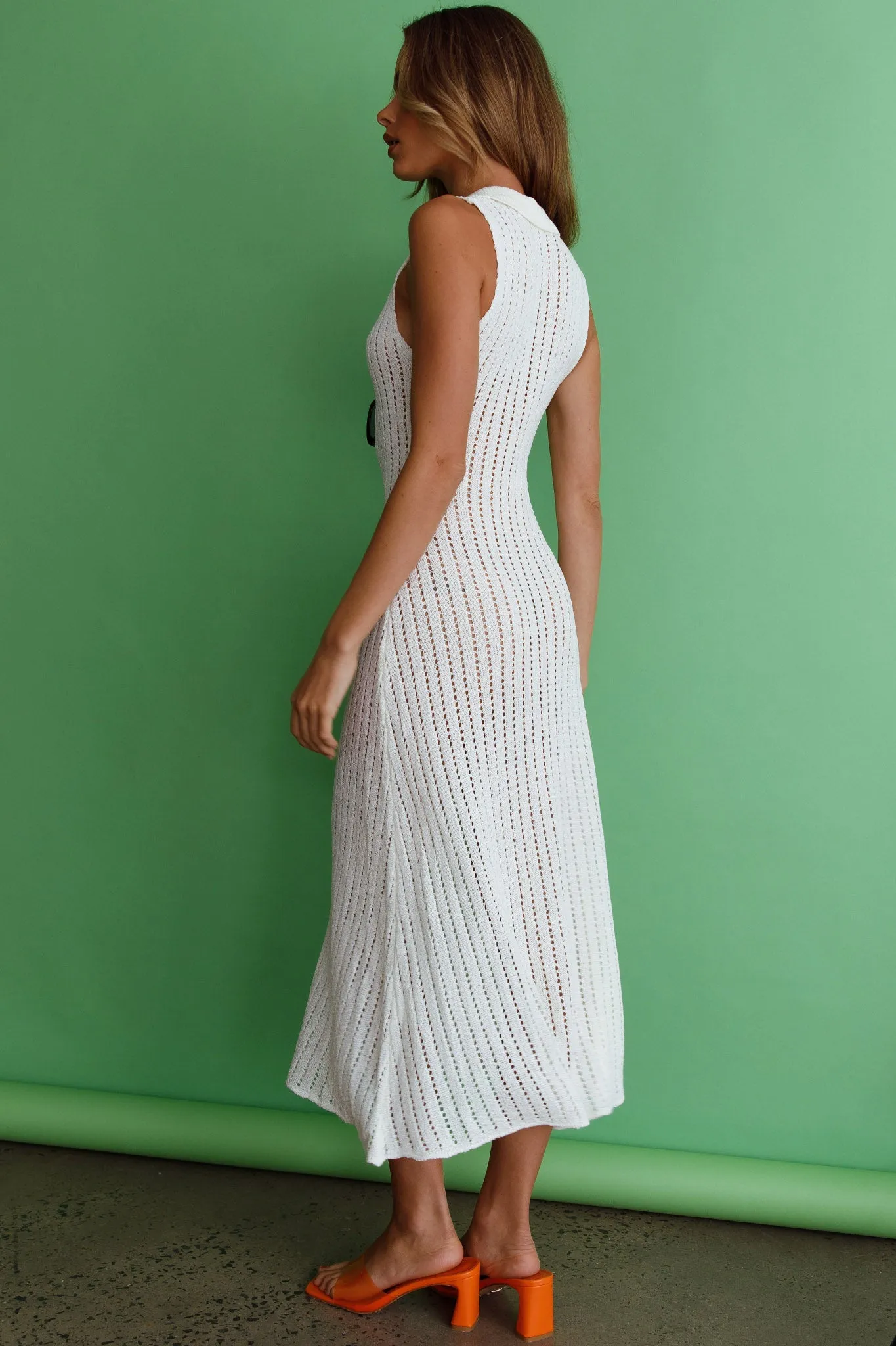 Palm Island Collared Crochet Midi Dress White sold by Selfie Leslie product image thumbnail 2