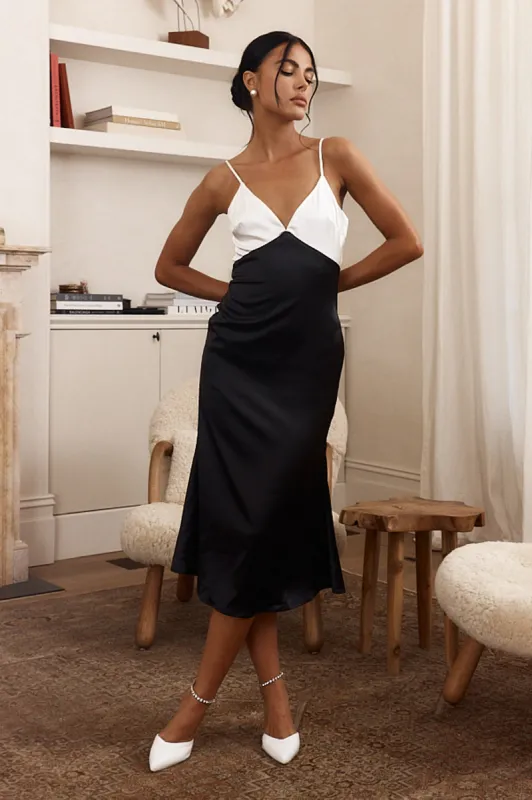 Glimmer Of Hope Cami Strap Midi Dress Black/White sold by Selfie Leslie