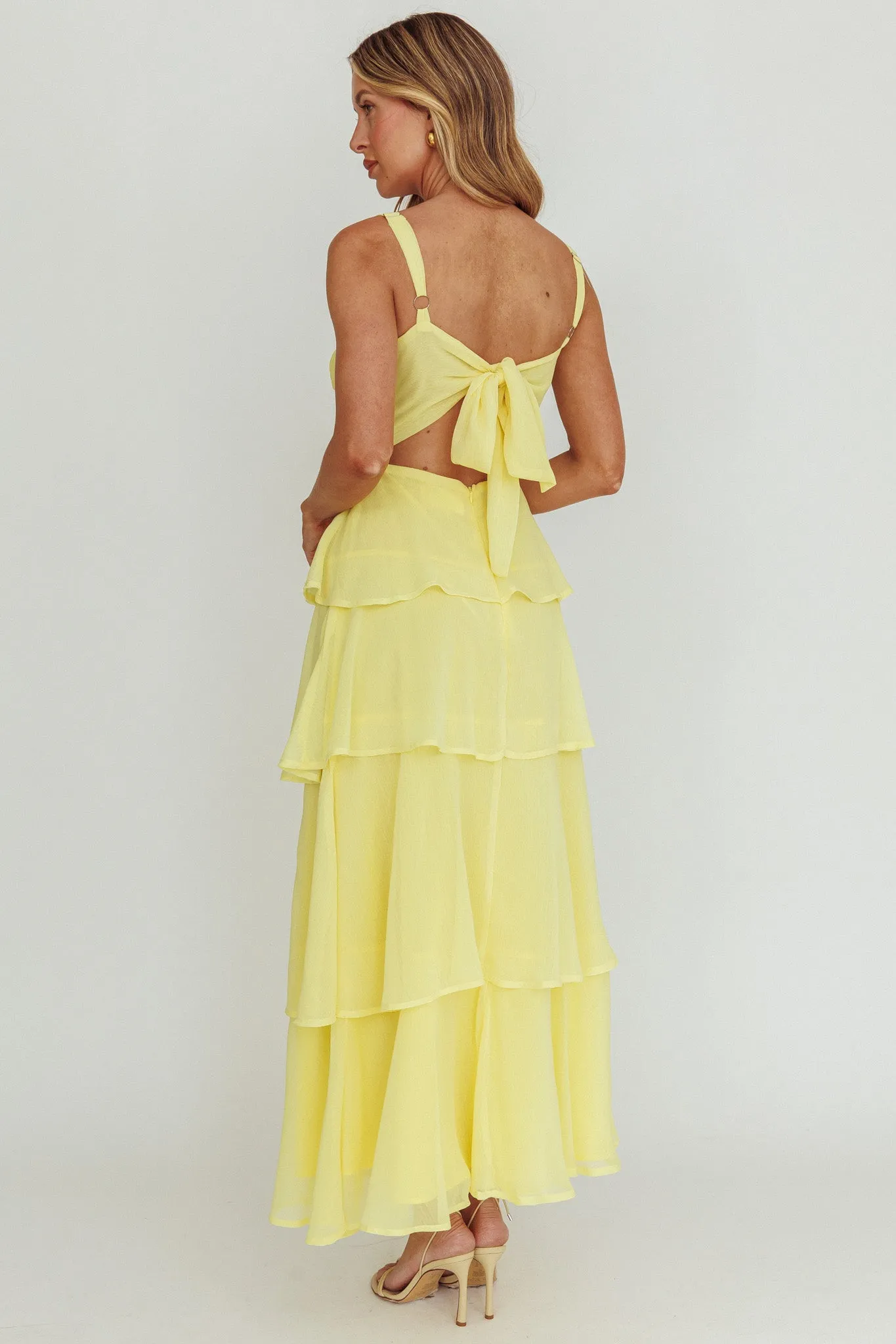 Provence Bloom Tiered Ruffle Maxi Dress Yellow sold by Selfie Leslie product image thumbnail 2