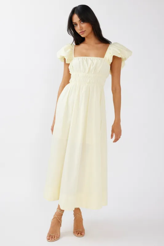 Rose Meadow Puffed Sleeve Midi Dress Banana sold by Selfie Leslie