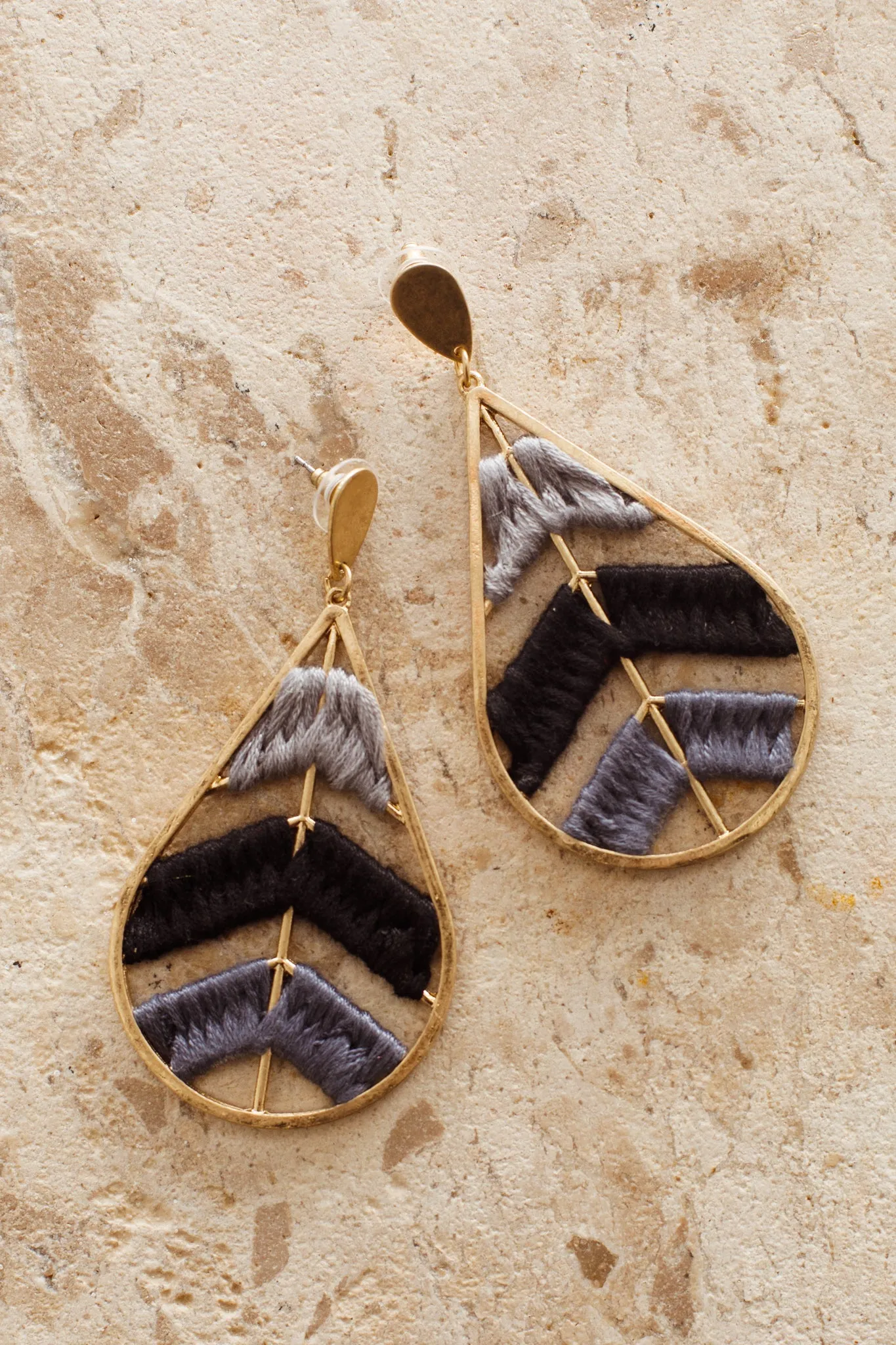 Pippa Woven Chevron Earrings Gold sold by Selfie Leslie