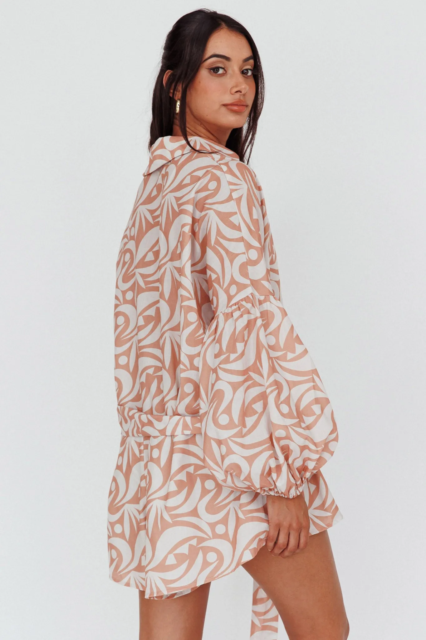 Daytona Beach Long Sleeve Shirt Romper Print Peach sold by Selfie Leslie product image thumbnail 2