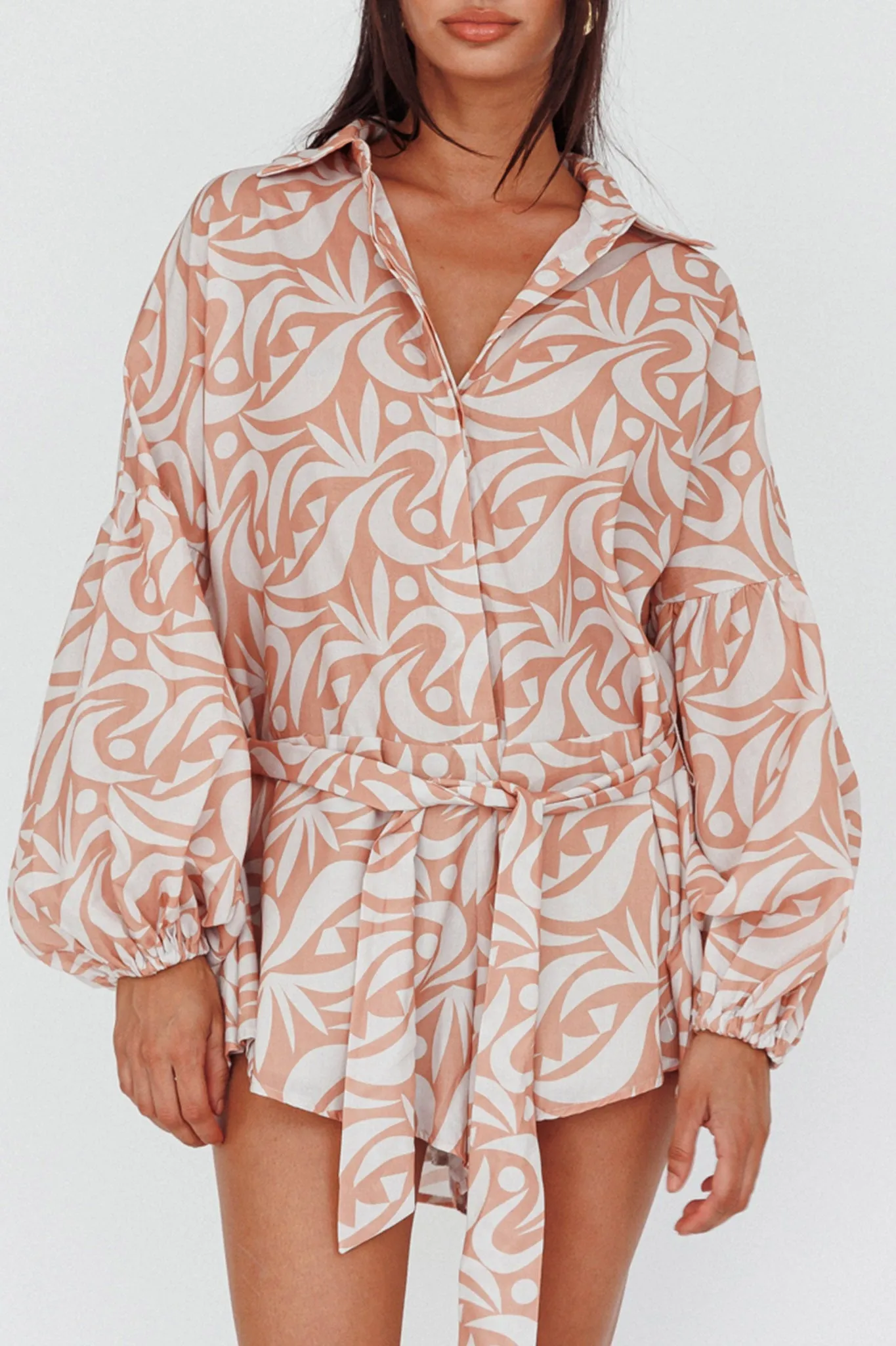 Daytona Beach Long Sleeve Shirt Romper Print Peach sold by Selfie Leslie product image thumbnail 4