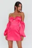 Lilly Off-Shoulder Bow Mini Dress Pink sold by Selfie Leslie