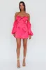 Lilly Off-Shoulder Bow Mini Dress Pink sold by Selfie Leslie
