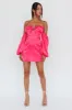 Lilly Off-Shoulder Bow Mini Dress Pink sold by Selfie Leslie