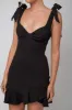 Emine Bow Shoulder Ruffle Mini Dress Black sold by Selfie Leslie