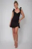 Emine Bow Shoulder Ruffle Mini Dress Black sold by Selfie Leslie