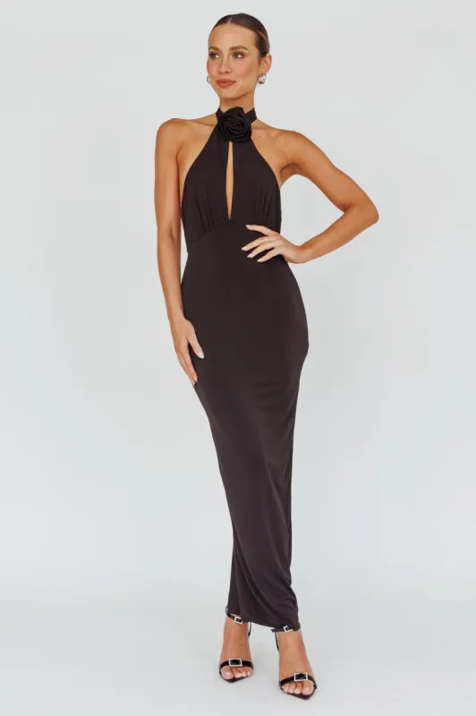 Simha Rose Halterneck Midi Dress Black sold by Selfie Leslie