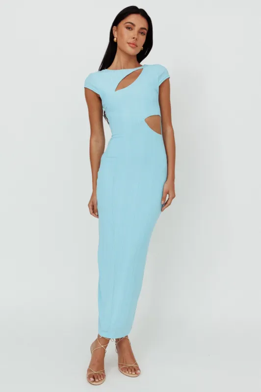 Elenice Cap Sleeve Cut-Out Midi Dress Blue sold by Selfie Leslie