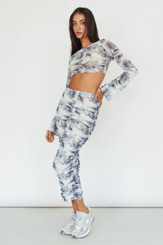 Blue Moons Ruched Midi Skirt Indigo Denim sold by Selfie Leslie