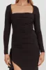 Cha Cha Long Sleeve Thigh Split Dress Black sold by Selfie Leslie
