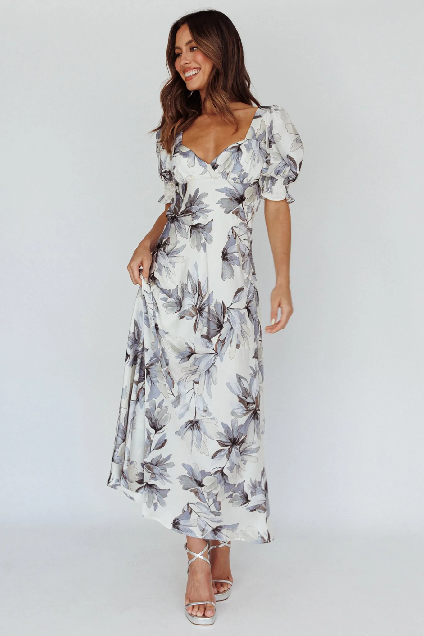 Brigita Tied Back Maxi Dress Floral Blue sold by Selfie Leslie product image thumbnail 3