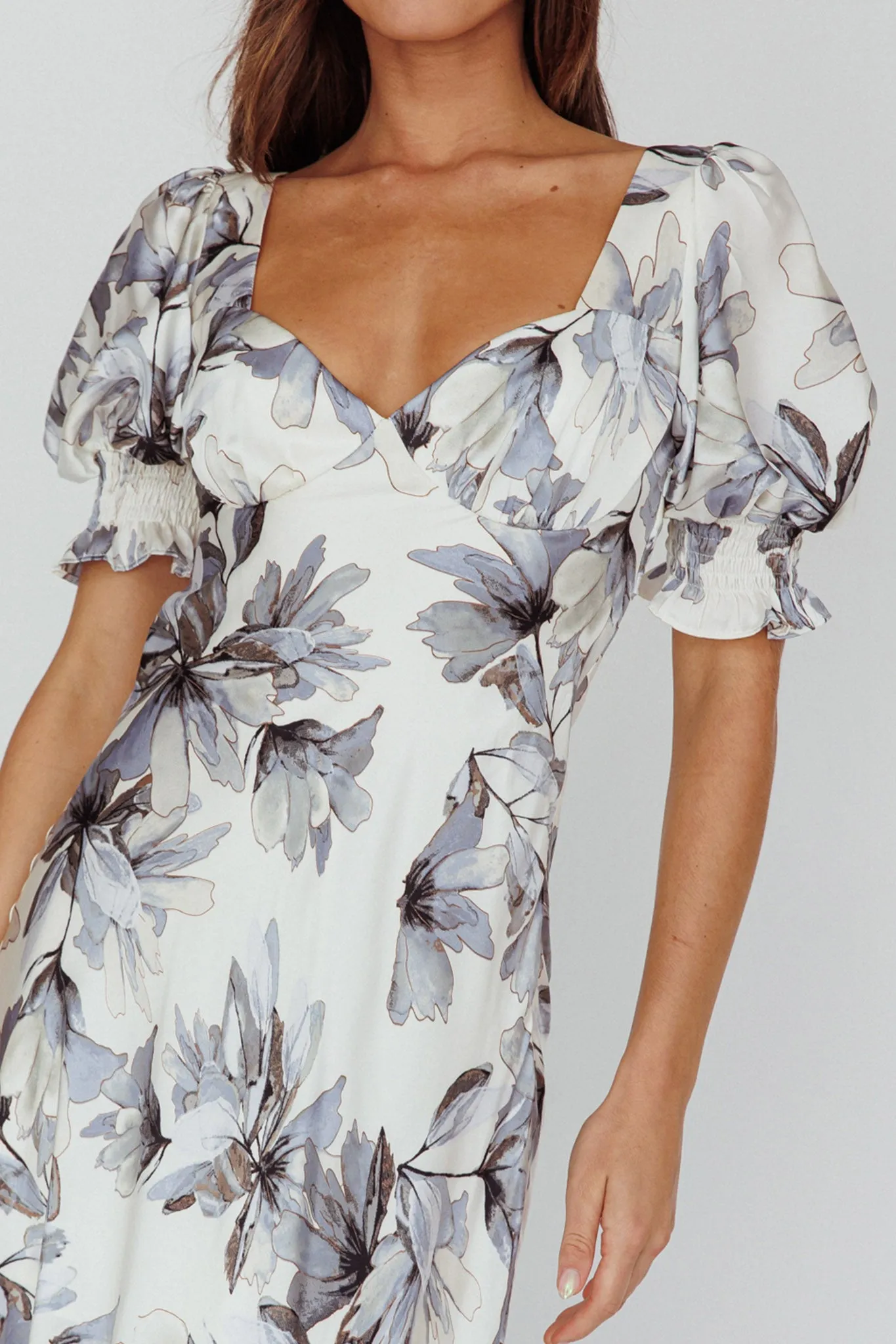 Brigita Tied Back Maxi Dress Floral Blue sold by Selfie Leslie product image thumbnail 4