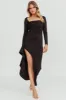 Cha Cha Long Sleeve Thigh Split Dress Black sold by Selfie Leslie