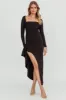 Cha Cha Long Sleeve Thigh Split Dress Black sold by Selfie Leslie