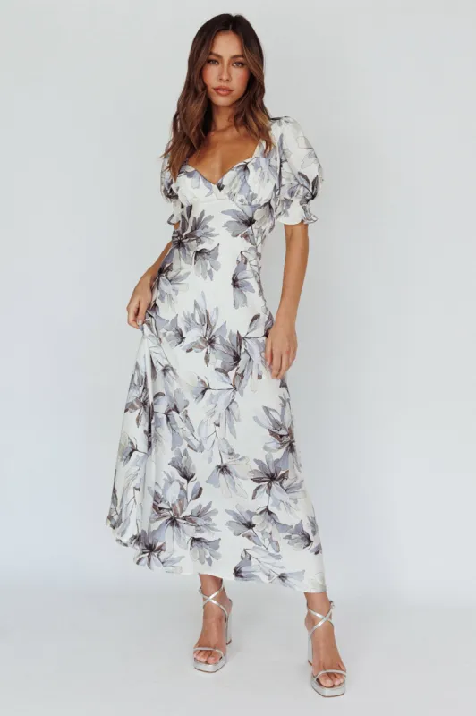 Brigita Tied Back Maxi Dress Floral Blue sold by Selfie Leslie