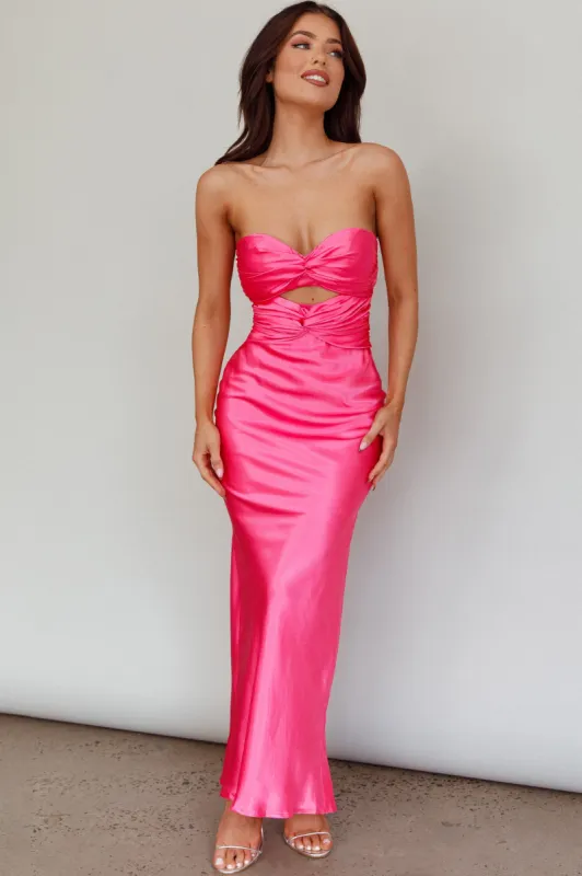 Good Impression Double Twist Midi Dress Hot Pink sold by Selfie Leslie