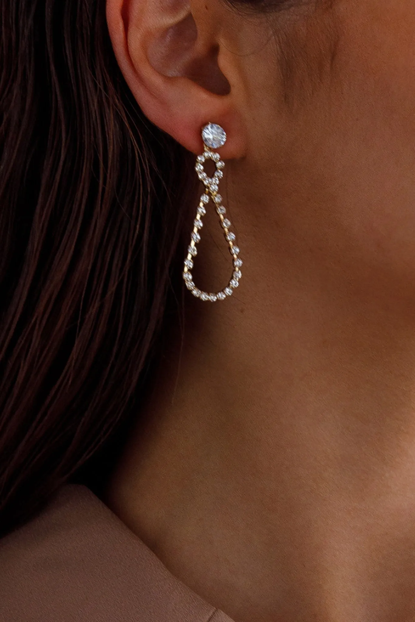 Ava Crystal Embellished Earrings Gold sold by Selfie Leslie product image thumbnail 2