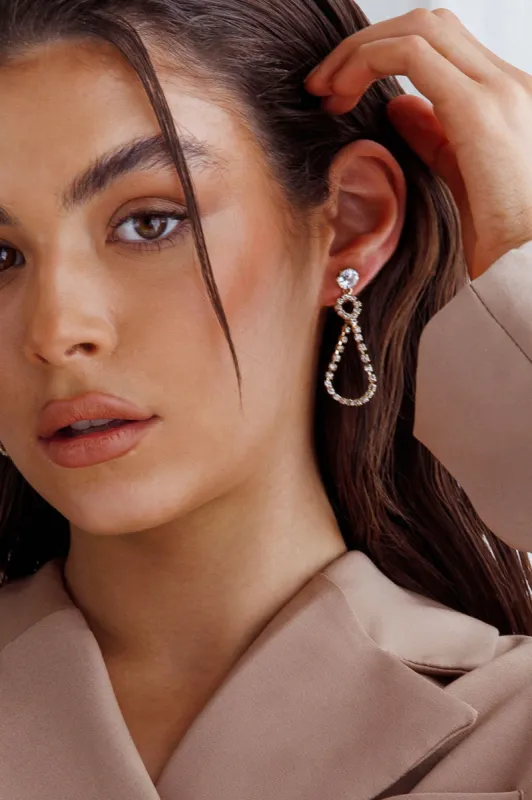 Ava Crystal Embellished Earrings Gold sold by Selfie Leslie