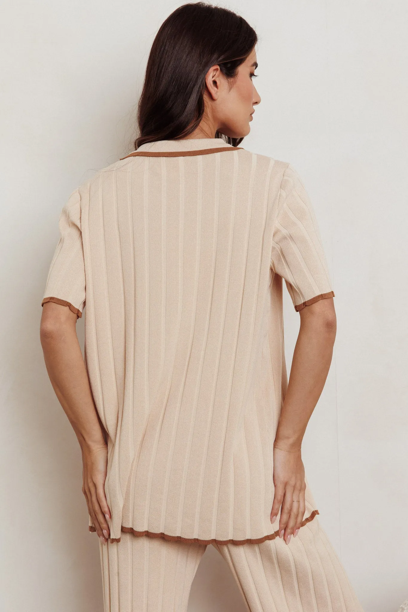 Liloh Ribbed Buttoned Shirt Beige sold by Selfie Leslie product image thumbnail 2