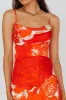 Highland Pleated Bust Midi Dress Floral Orange sold by Selfie Leslie