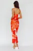 Highland Pleated Bust Midi Dress Floral Orange sold by Selfie Leslie