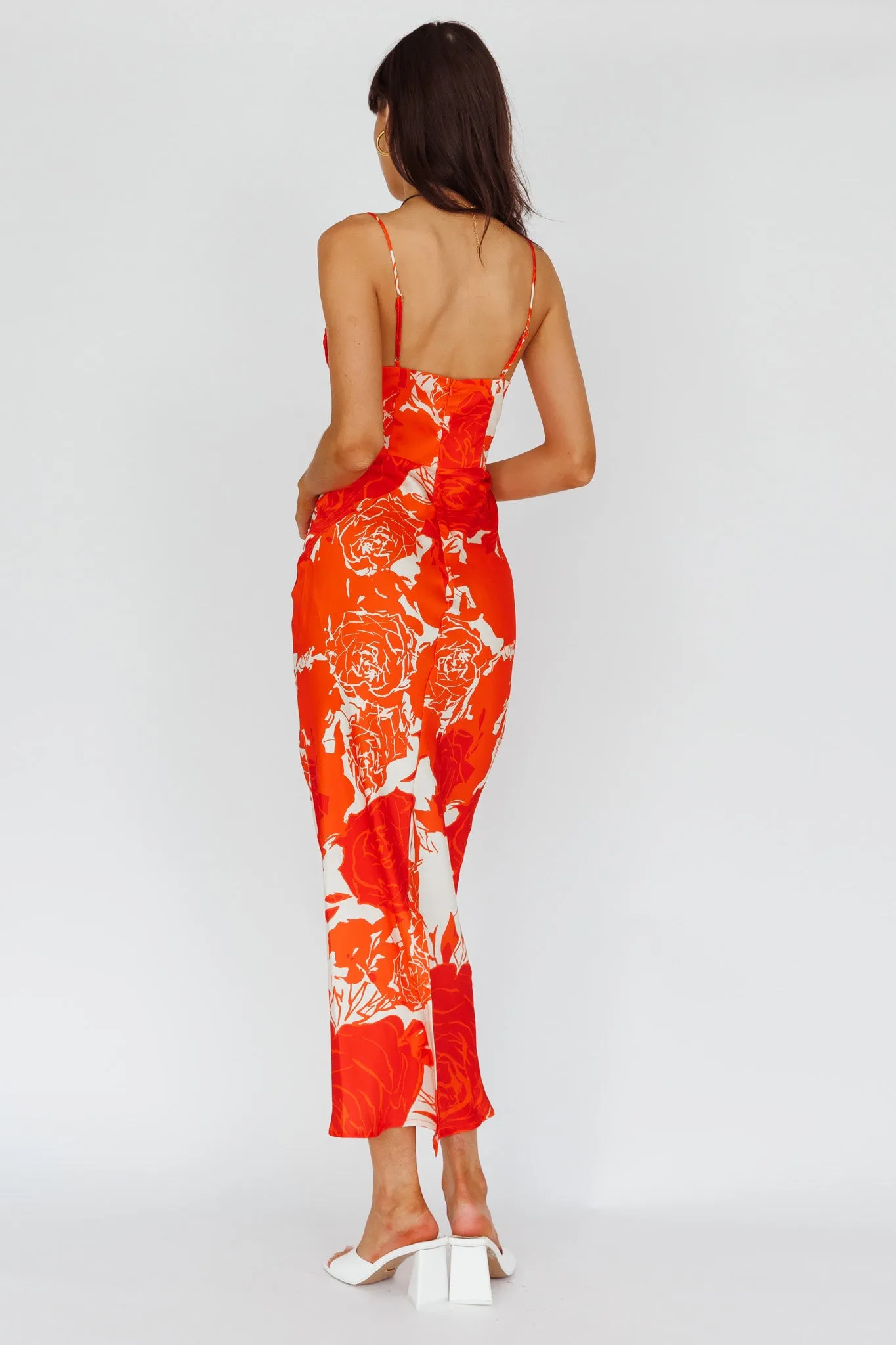 Highland Pleated Bust Midi Dress Floral Orange sold by Selfie Leslie product image thumbnail 2