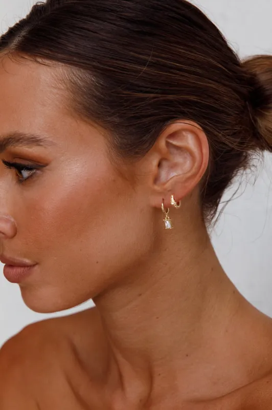 April Diamante Drop Hoop Earrings Clear sold by Selfie Leslie