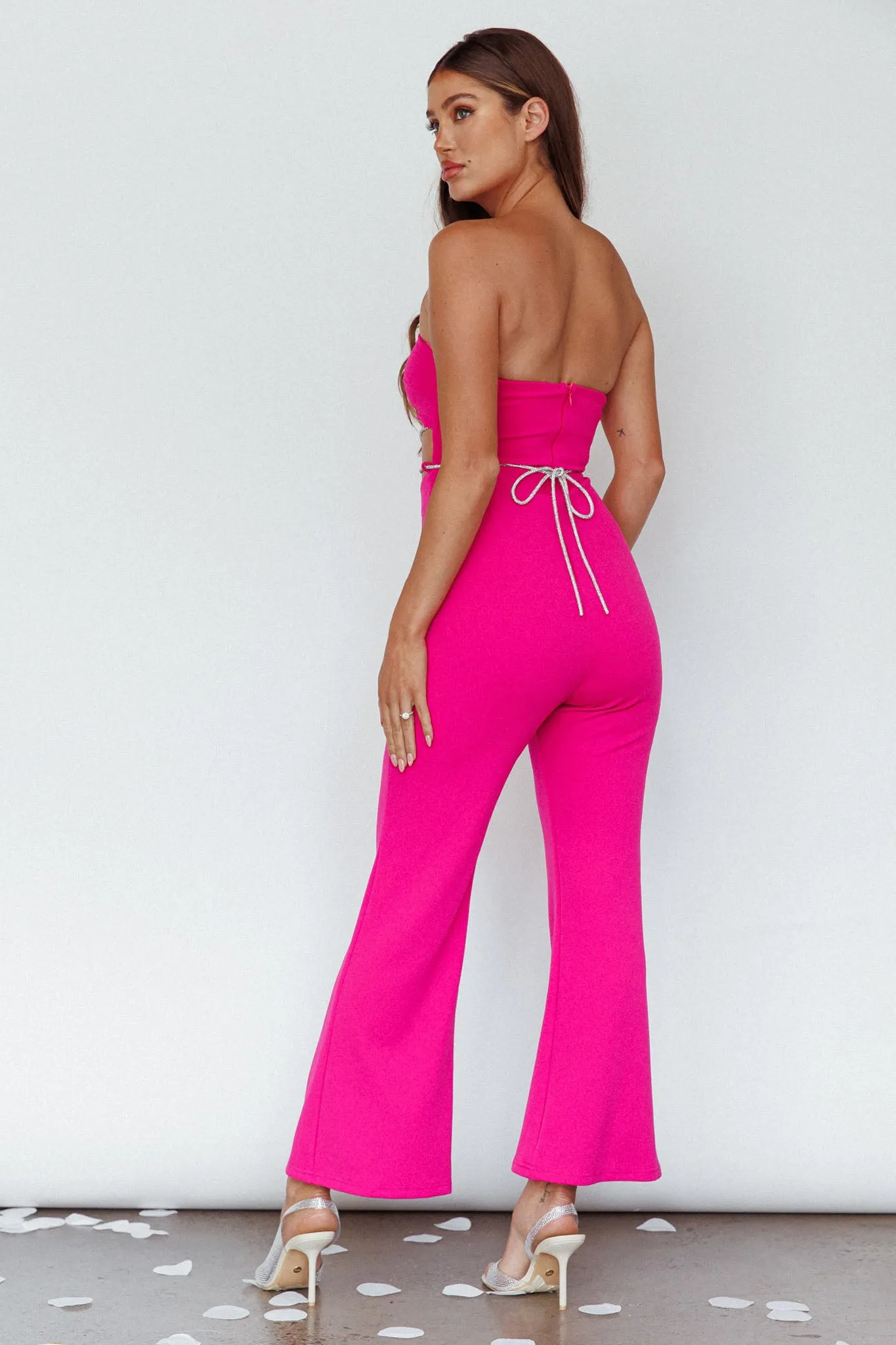 Nohemi Strapless Diamante Jumpsuit Fuchsia sold by Selfie Leslie product image thumbnail 2
