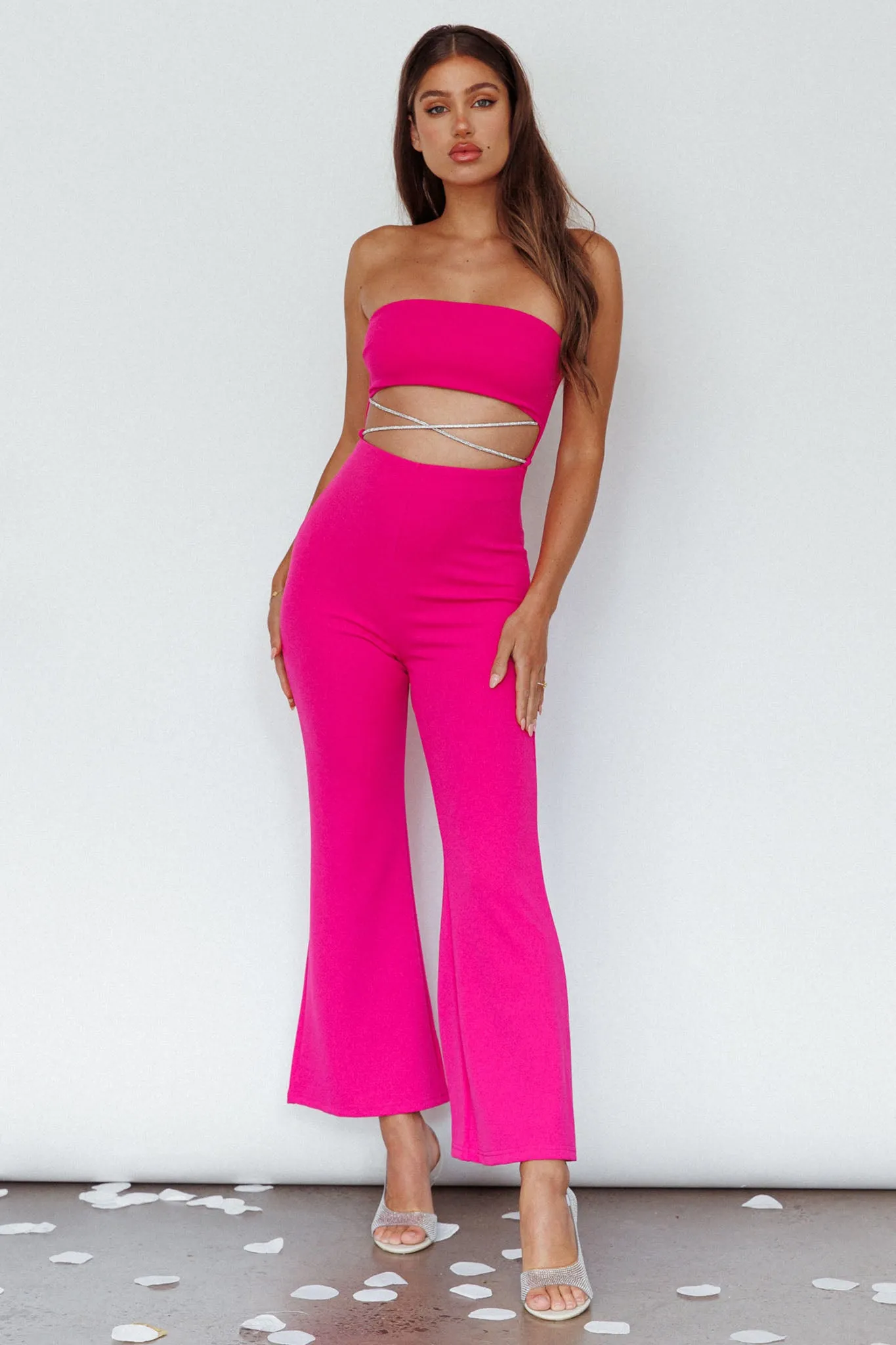 Nohemi Strapless Diamante Jumpsuit Fuchsia sold by Selfie Leslie product image thumbnail 5