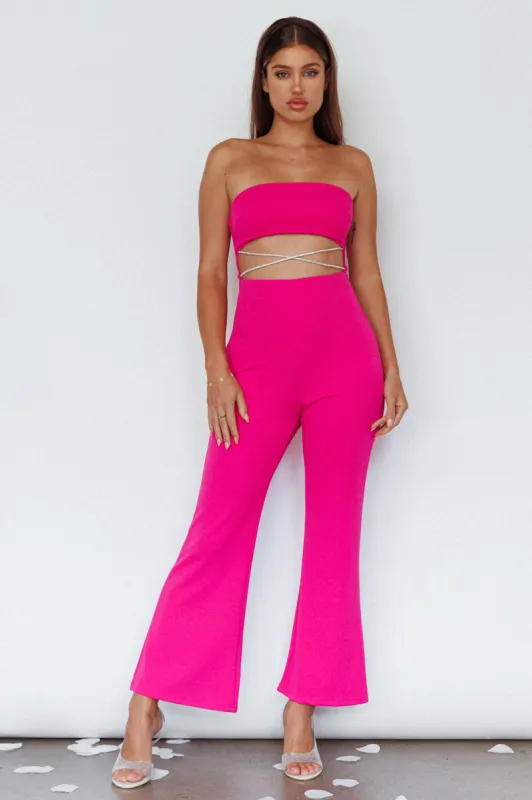Nohemi Strapless Diamante Jumpsuit Fuchsia sold by Selfie Leslie