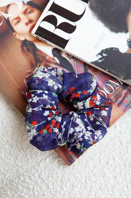 Chouchou Scrunchie Floral Navy sold by Selfie Leslie